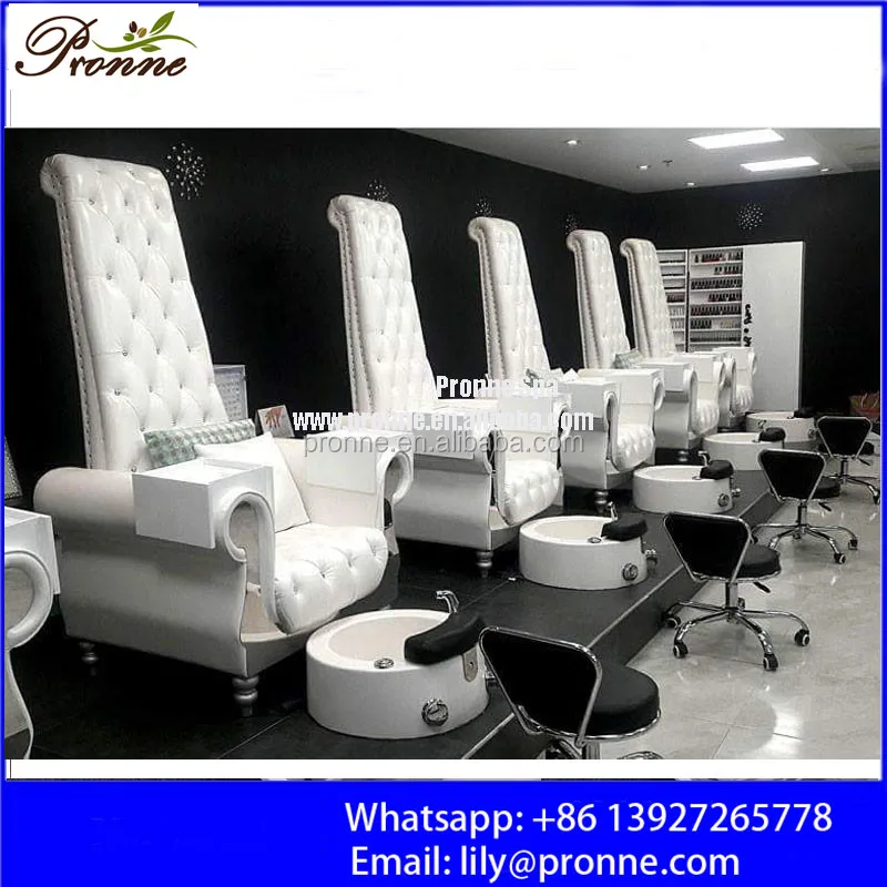 Nail salon ergonomic pedicure chair wooden base with ceramic sink and footrest