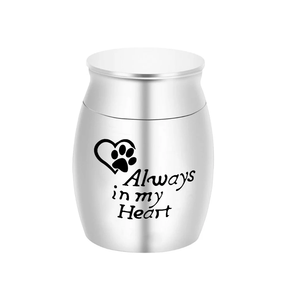 Engraved Love Dog Paw Cremation Urns for Ashes Pet Human Memorial Funeral Mini Urn Stainless Steel Keepsake - Always in My Heart