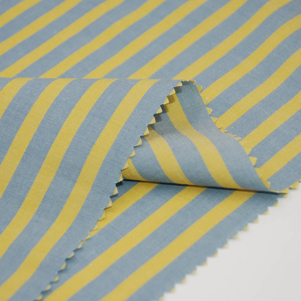 40s high density bright fluorescent color blue white yellow orange best sale gots yarn dyed popeline stripe cotton fabric