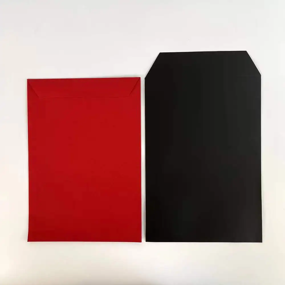 Customize Recycled Black Card Paper Folding Envelope With Custom UV Varnish Logo A4 Envelopes Packaging