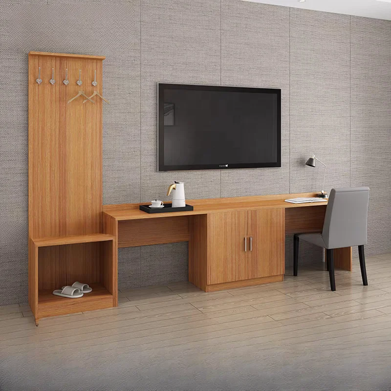 Modern Design Hotel Room Furniture Set Wooden Panel Bedroom Sets Wardrobe Table Sets