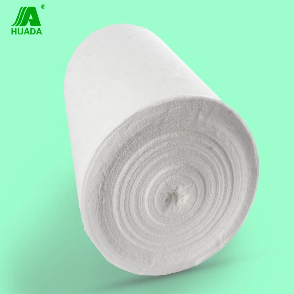 Gauze roll 2 ply 4 ply absorbent cotton gauze roll with white and blue kraft paper