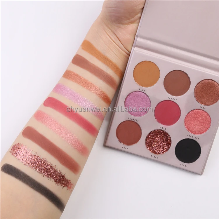 Oem Wholesales 9 colors Vegan High Pigment Glitter Matte Shades Custom Logo Private Label Makeup Cosmetics Eyeshadow Palette