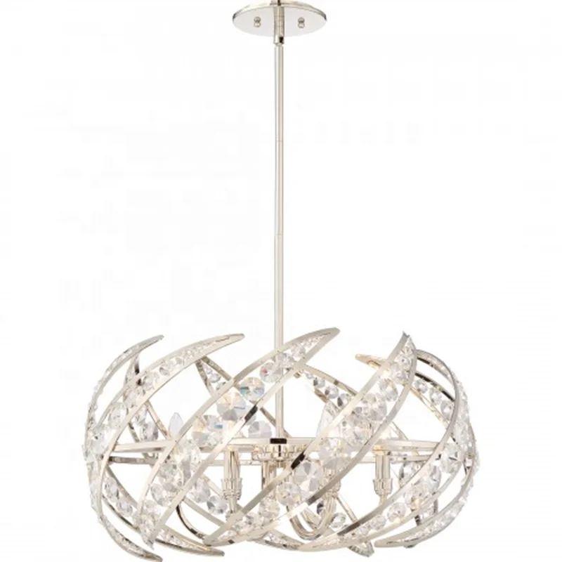 nordic design cristal chandelier 220 volt Wholesale European modern brushed nickel round ring street K9 crystal lights for room