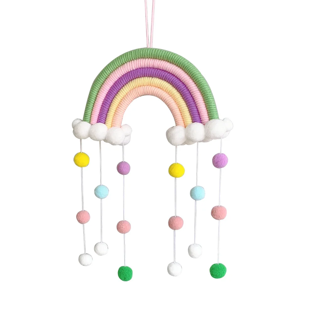 
RTSSP-480 INS Hot sale Macrame rainbow Cloud home Nursery decor wall hanging Crib Bed Hanging baby mobiles 