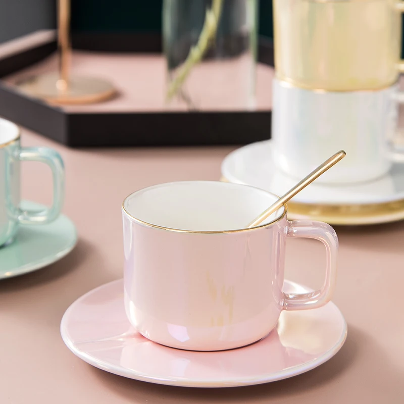 Elegant Luxurious Home Coffee Cup Afternoon Tea Ceramic Cups And Saucer Porcelain Set