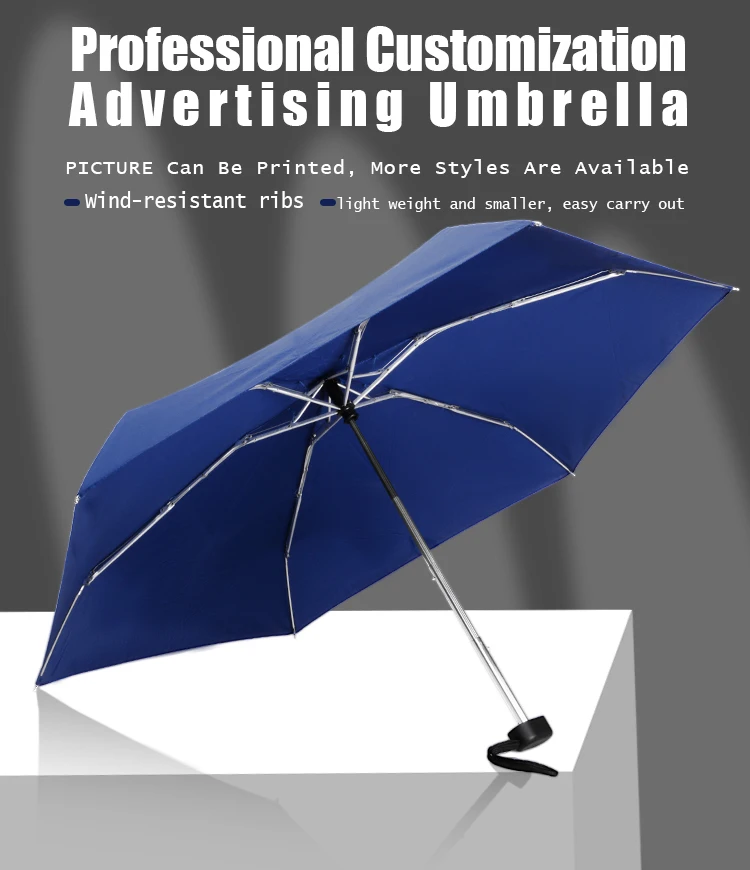 Hot Sale Fully-Automatic Mini 5 Fold Sun Rain Strong Windproof Umbrella with Custom Logo for Travel Agencies Insurance Companies