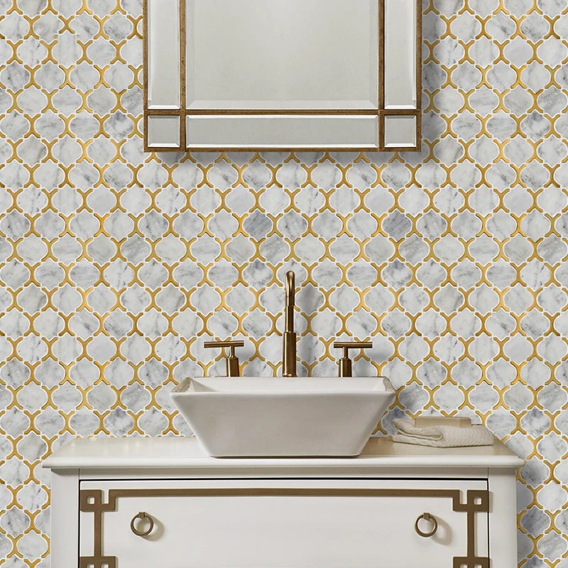 Glazed Wall Golden Ceramics Tiles Lantern Ceramic Mosaic Tile