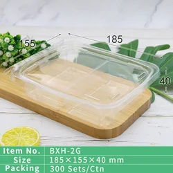 Wholesale food container portable takeaway salad transparent plastic packaging clamshell boxes with tear strip