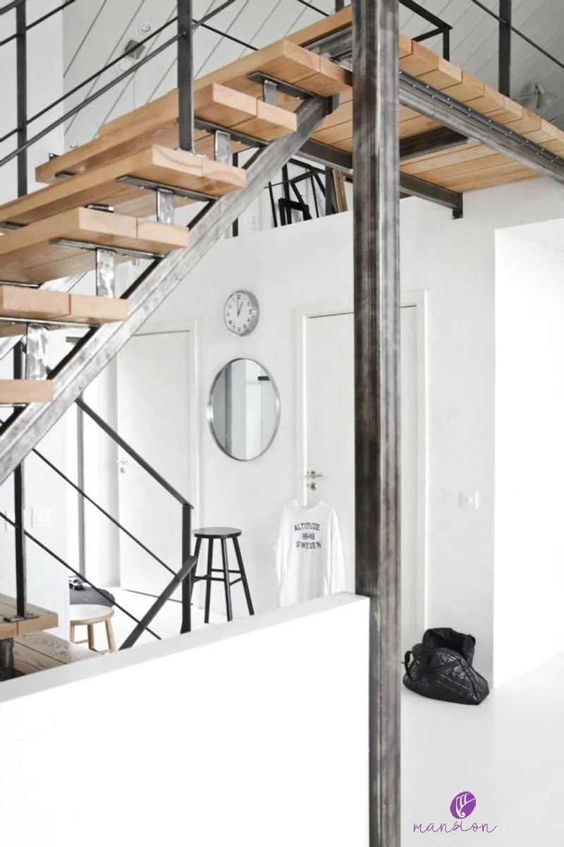 Modern Stainless Steel Mono Stringer Staircase