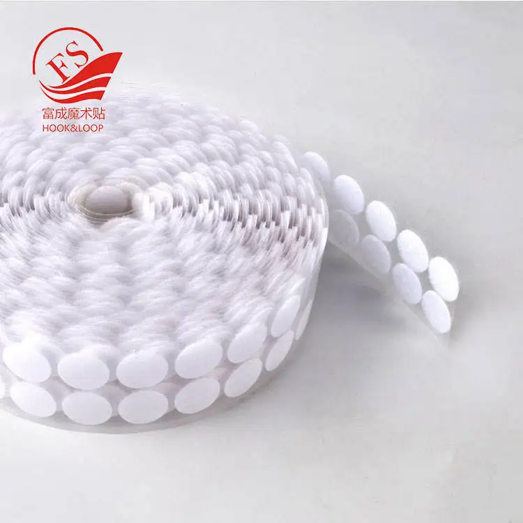 Guangdong manufacturer Peel sticky on clear hook and loop dots with hot melt gule backing