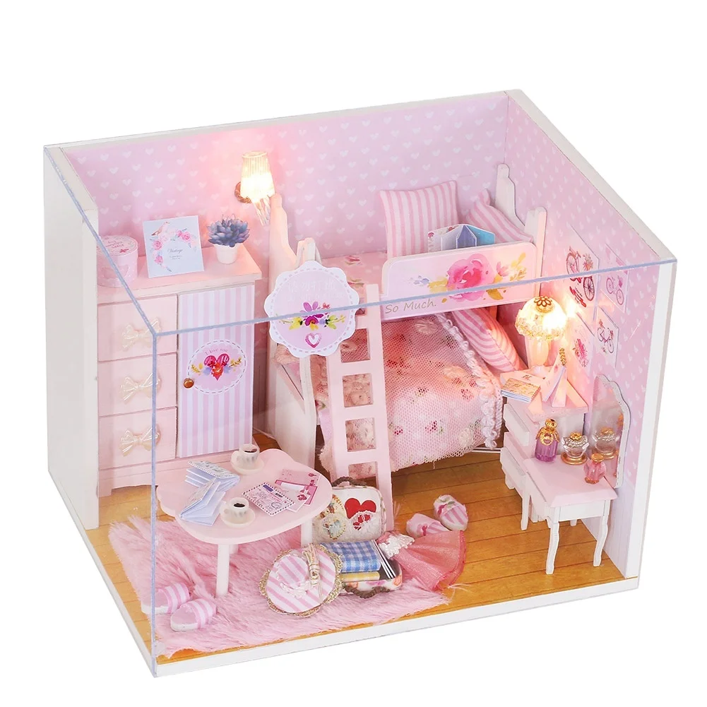 Miniature Dollhouse Kits with Accessories Wooden Toys Play set Best Birthday for Girls Women