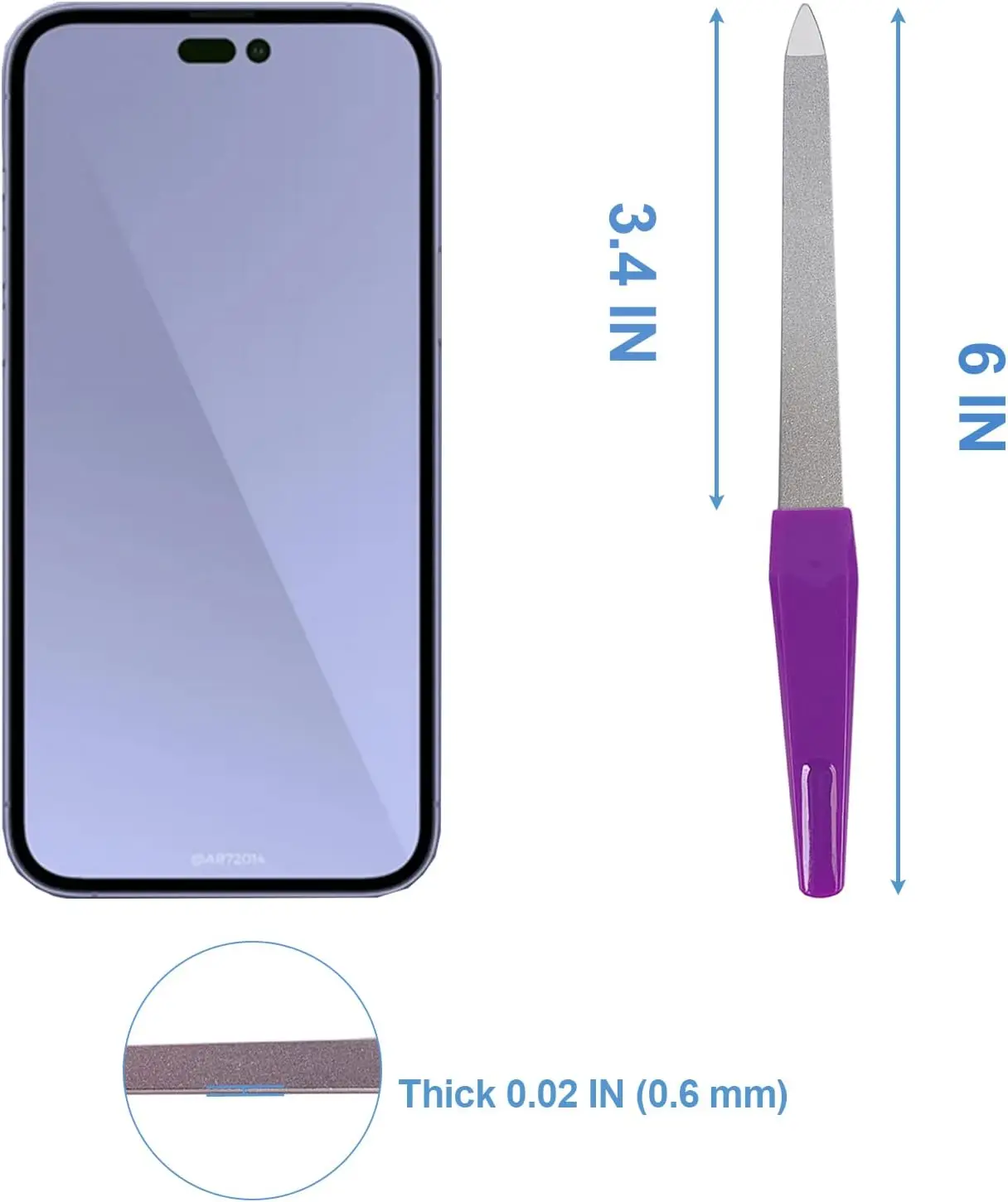 2024 Bulk 15.2cm Sharp Pointed Tip Non Slip Handle Diamond Finger Nail Filers Metal Nail File