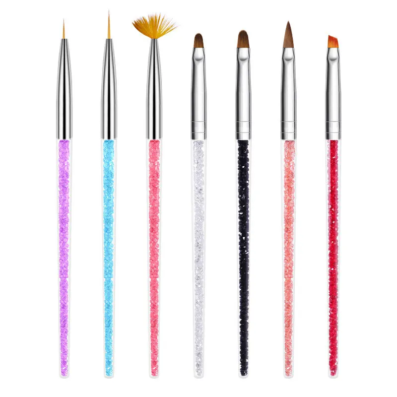 Pincel Kolinsky Liner Nail Art Pen Set Brush Long Stripe Brush Silicone 8 Pc Nail Art Brushes