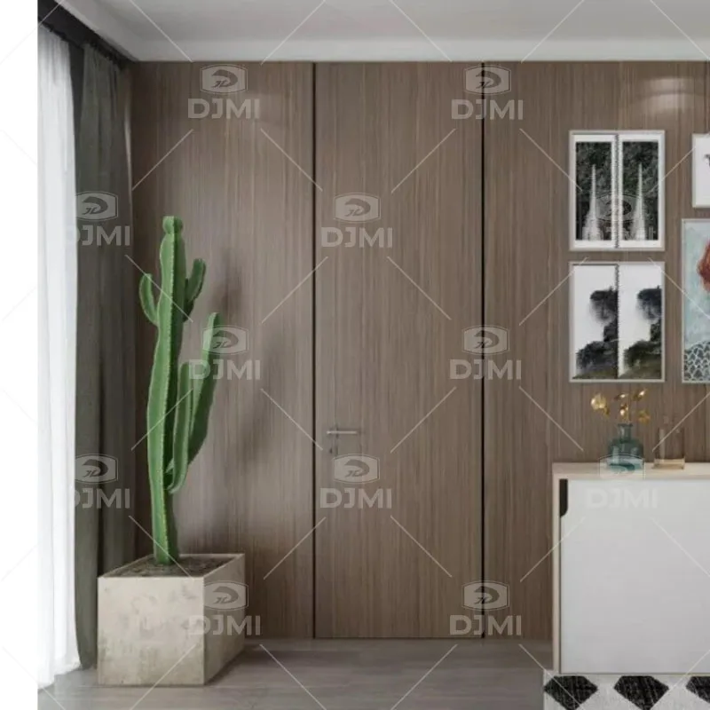Minimalist Design Room Interior Paint Solid Wooden Slab Timber Invisible Door For House Custom Flush Border Hidden Murphy Door