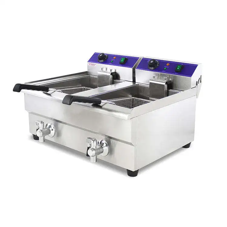 CE Certificated Stainless Steel Double 17L Tank Commercial Electric Commerical Gas Fry Tornado Potato Deep Fryer