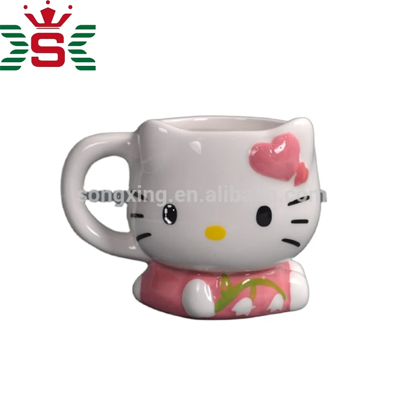 Personalized pink hello cat coffee cup ceramics