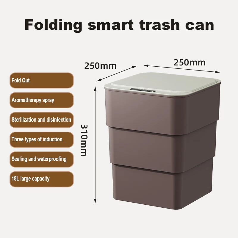 18l Smart Sensor Folding Trash Can High Quality Induction Trash Bin For Bathroom Toilet Kitchen Waste Storage