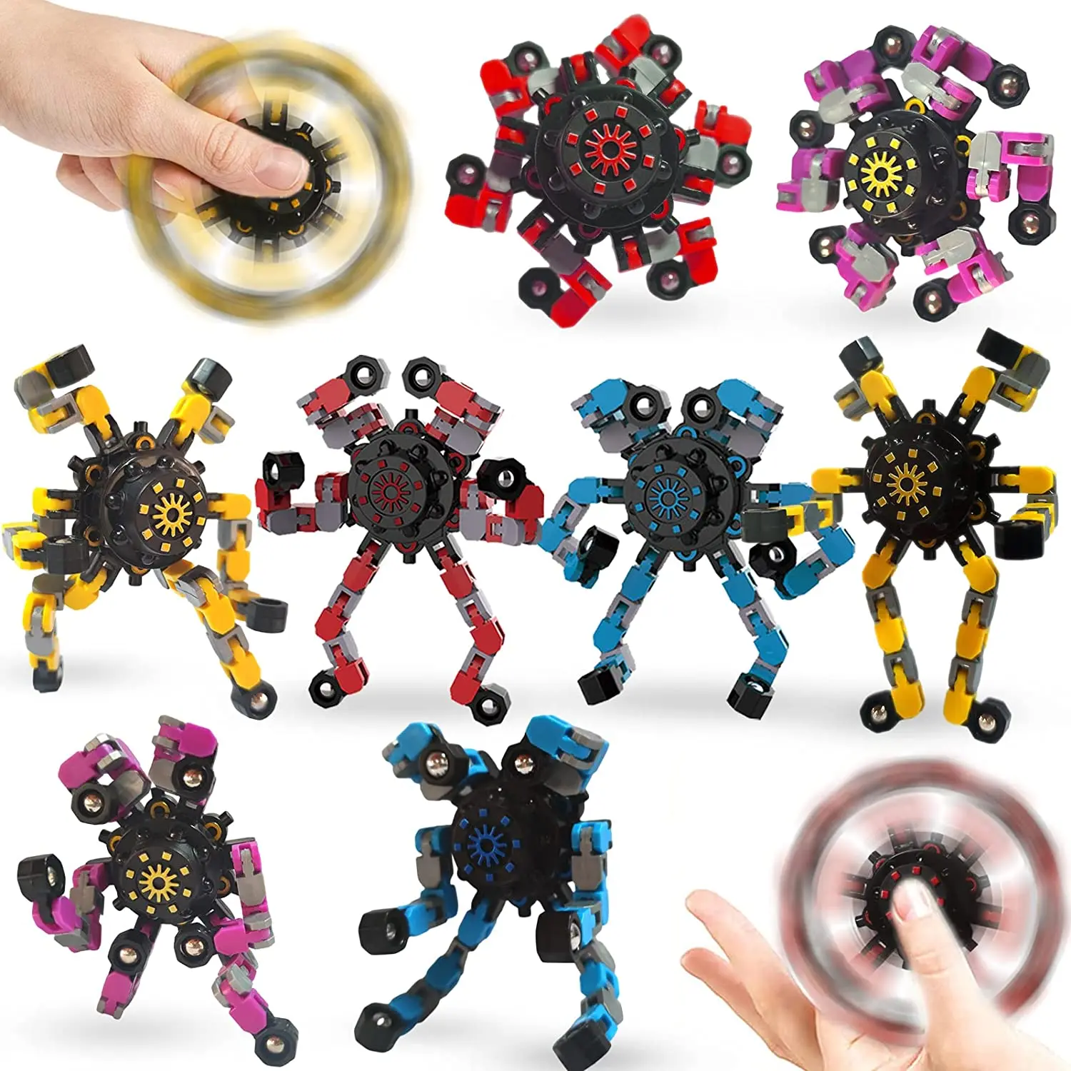 New Design Transformable Fingertip Gyros 4 colors Mechanical Fingertip Toy For Kids And Adults Finger Spinner Fidget Spinner