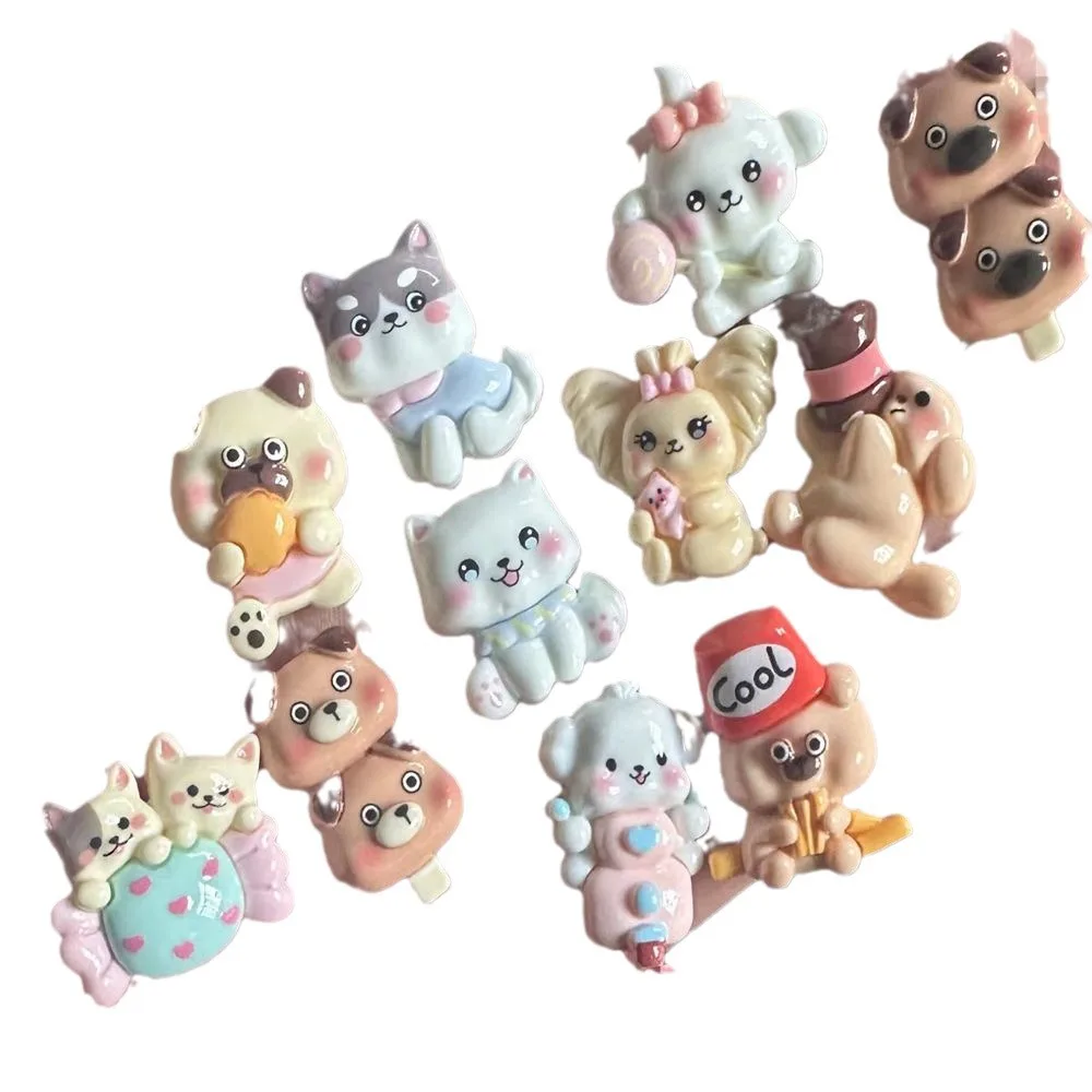 K480 Cute Mini Cartoon Dog Resin Animal Flatback Phone Case Handmade Hairpin DIY Hair Bows
