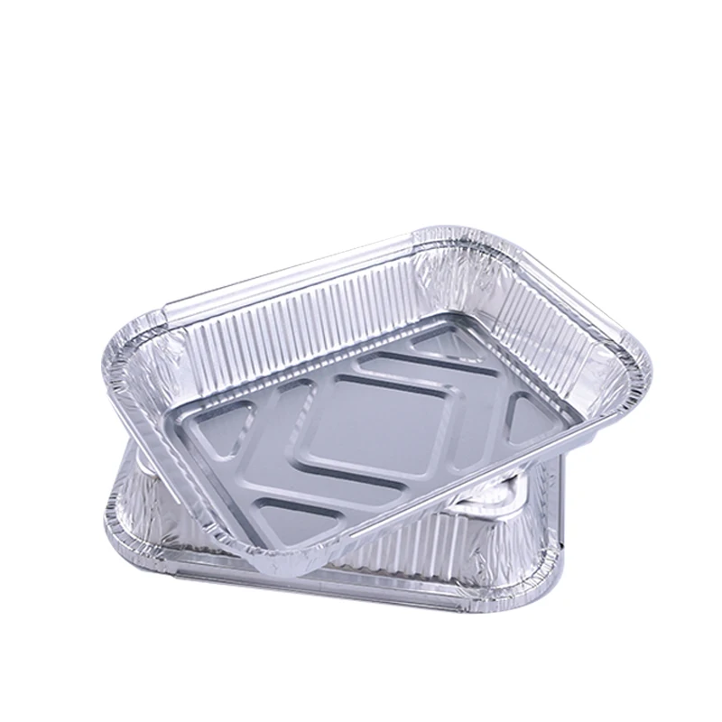 Tray Food Container Aluminum Foil Takeaway Aluminium Foil with Plastic Lids Disposable Wholesale Silver PET Aluminum Pans Accept