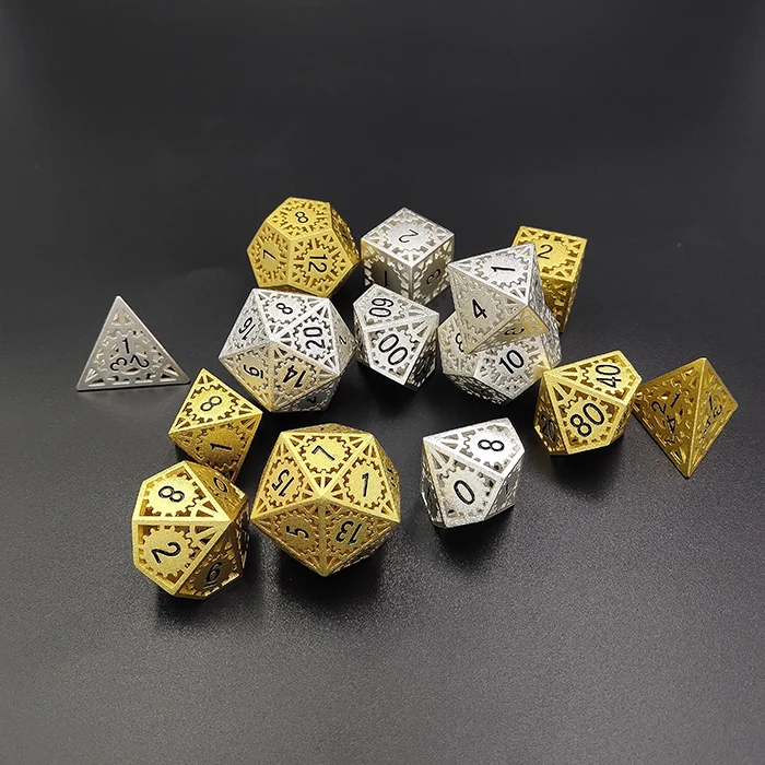 
Hollow metal dice set frosted surface Dungeon and dragon board game dice for fun 