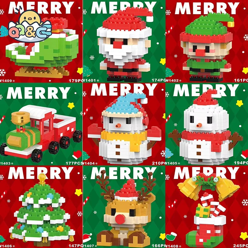 Creative Christmas Series Building Blocks Assembled Toys Santa Claus Snowman Tree Kawaii Bricks Model For Children Xmas Gifts