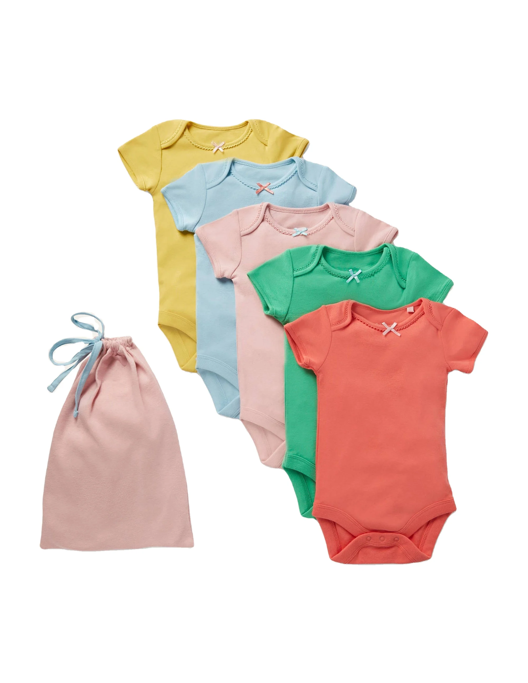 
100% cotton blank plain baby short sleeve girls` rompers new born baby rompers clothes 5 Pack Rainbow Bodies 