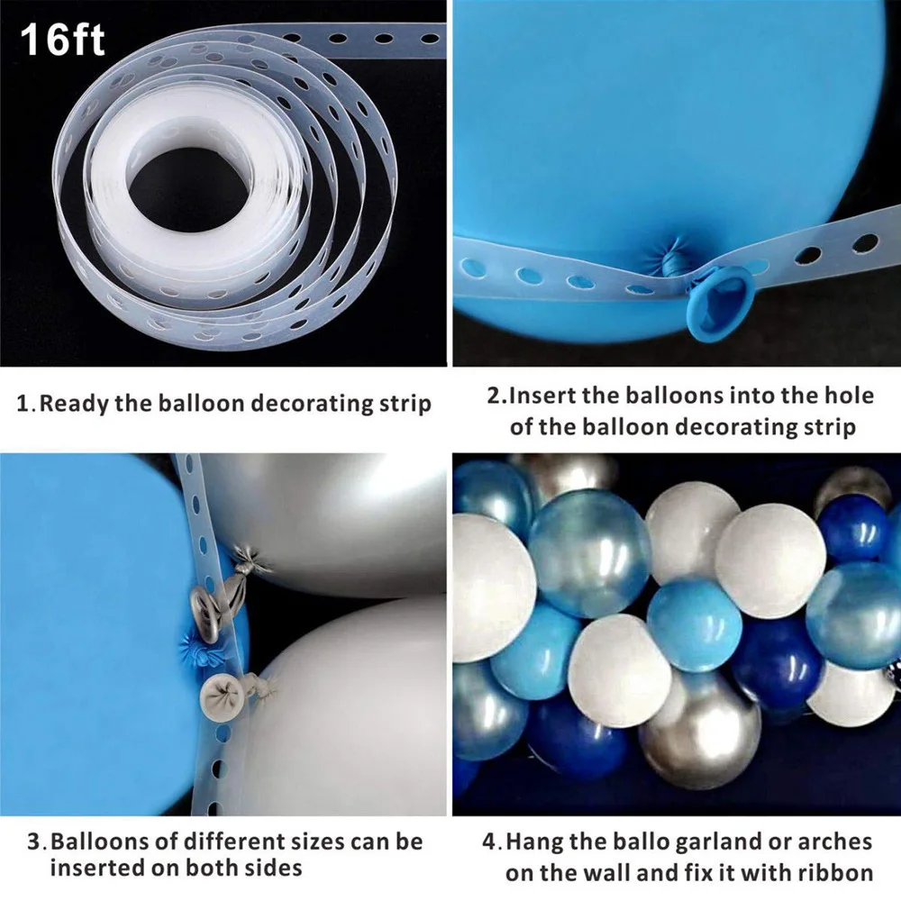 Balloon garland arch blue white silver balloon center decoration background decoration for birthday party