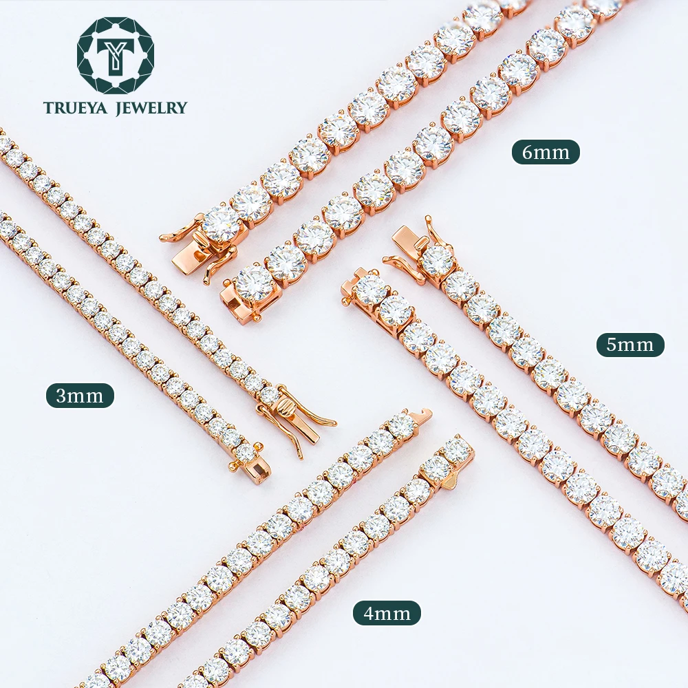 Factory Price Wholesale 3-6mm 925 Sterling Silver Men Hip Hop Jewelry Vvs Mossanite Moissanite Diamond Tennis Necklace Chain