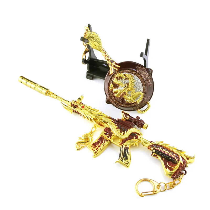 Elite Thrill Battlefield M416 Golden Dragon Pan Two-Piece Weapon Model Peace Metal Craft Collection Gift Featuring Anime Animal