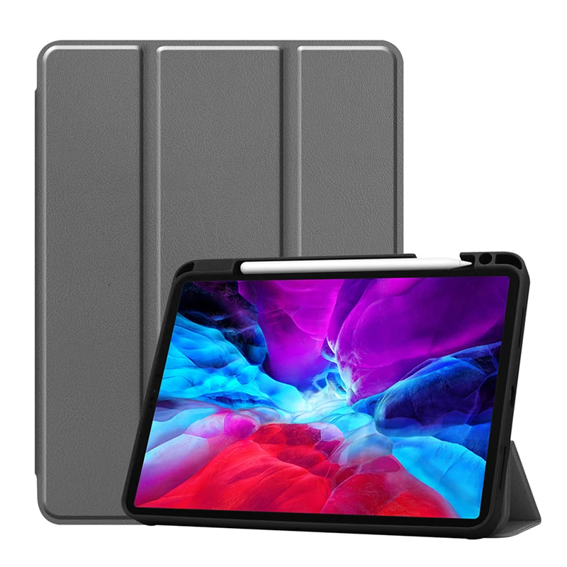 Tri-Fold Ultra Thin Shockproof Flip Tablet Case With Pen Slot Cover For IPAD Pro 12.9 inch 2020