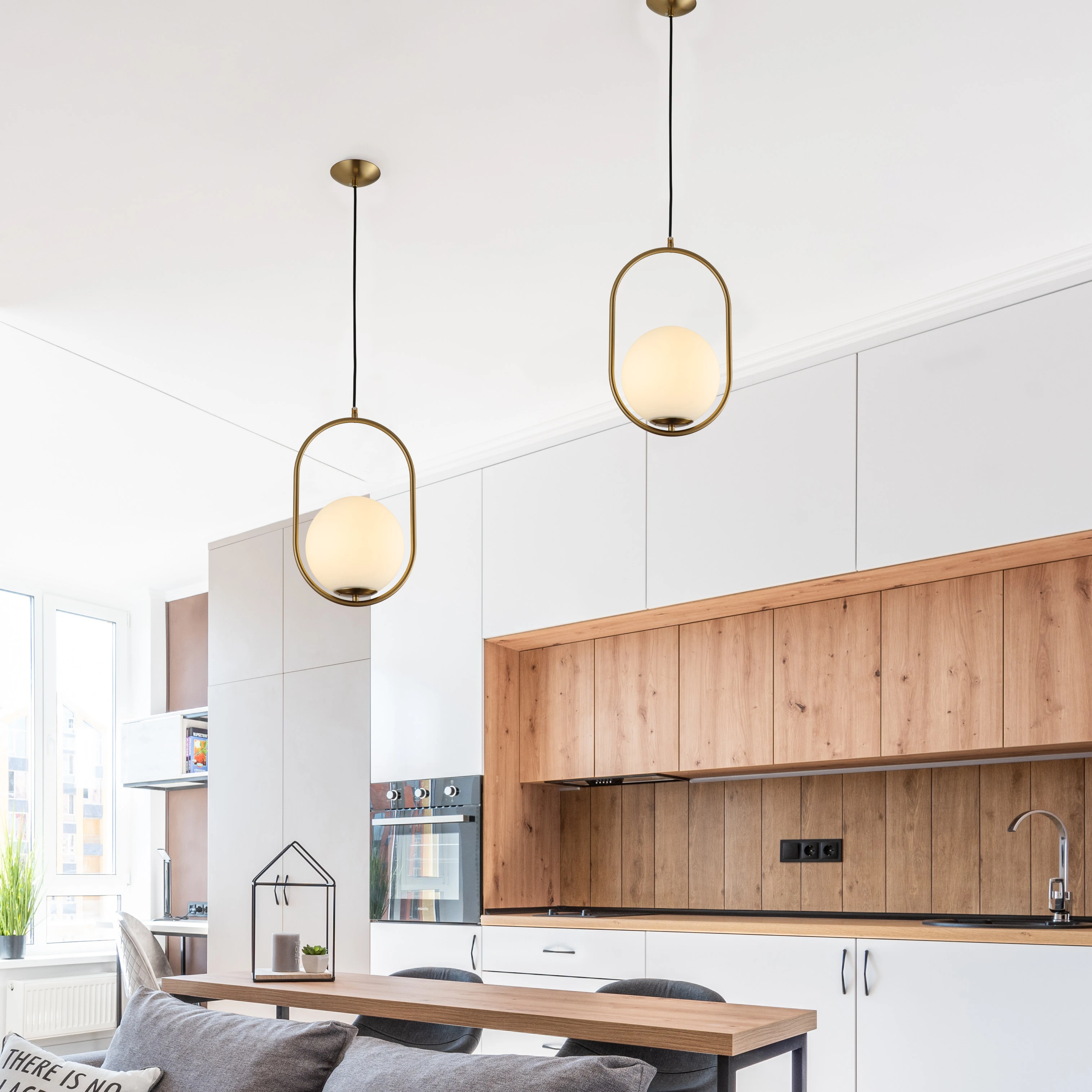 E27 Glass+Metal Pendant Light Hot Selling Northern Europe Golden Color