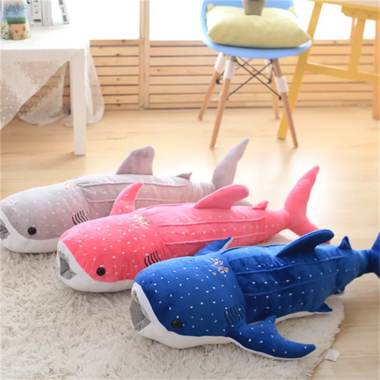 Simulation marine animal toys blue whale shark plush toy rag doll hand warmer pillow