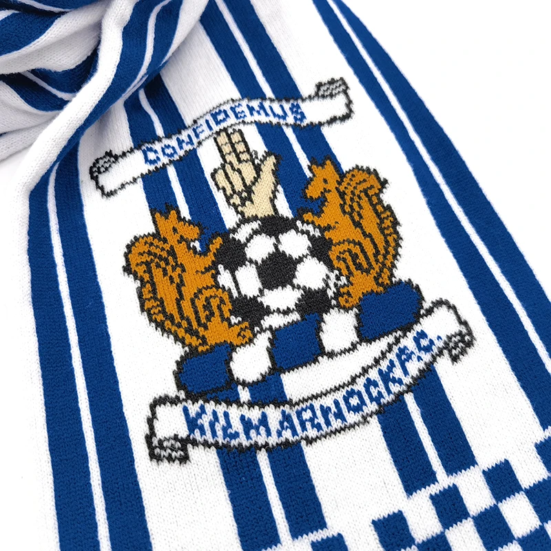 Premium Quality Sports Team Custom Logo Soccer Football Club Jacquard Knitted Scarf