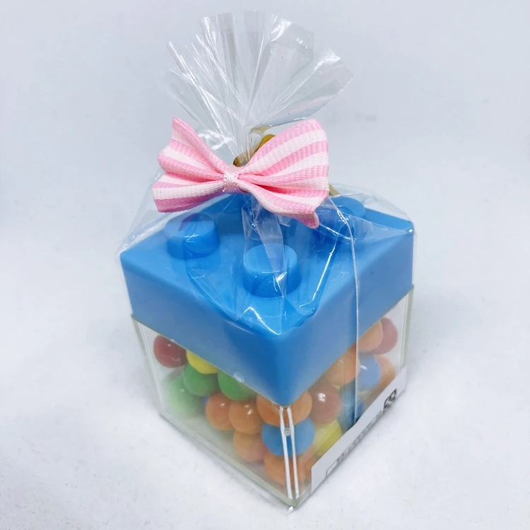 BLUE PLASTICS BUILDING BLOCKS CANDY AND TOY