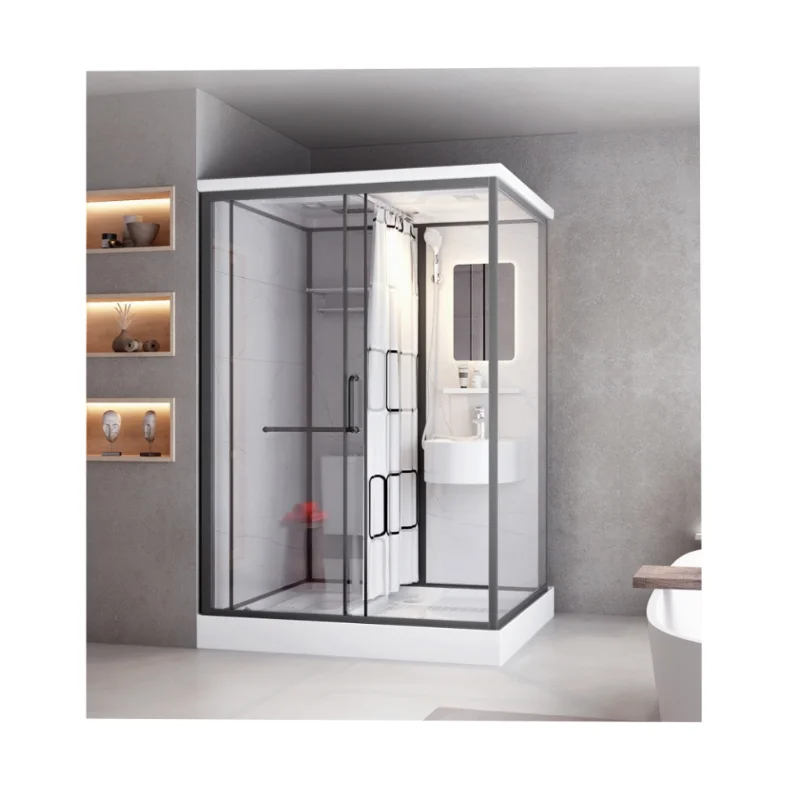 China Modern Design Glass Shower Room Swing Bathroom Glass Shower Doors Shower Cabin Simple Rectangle Straight Aluminium Alloy