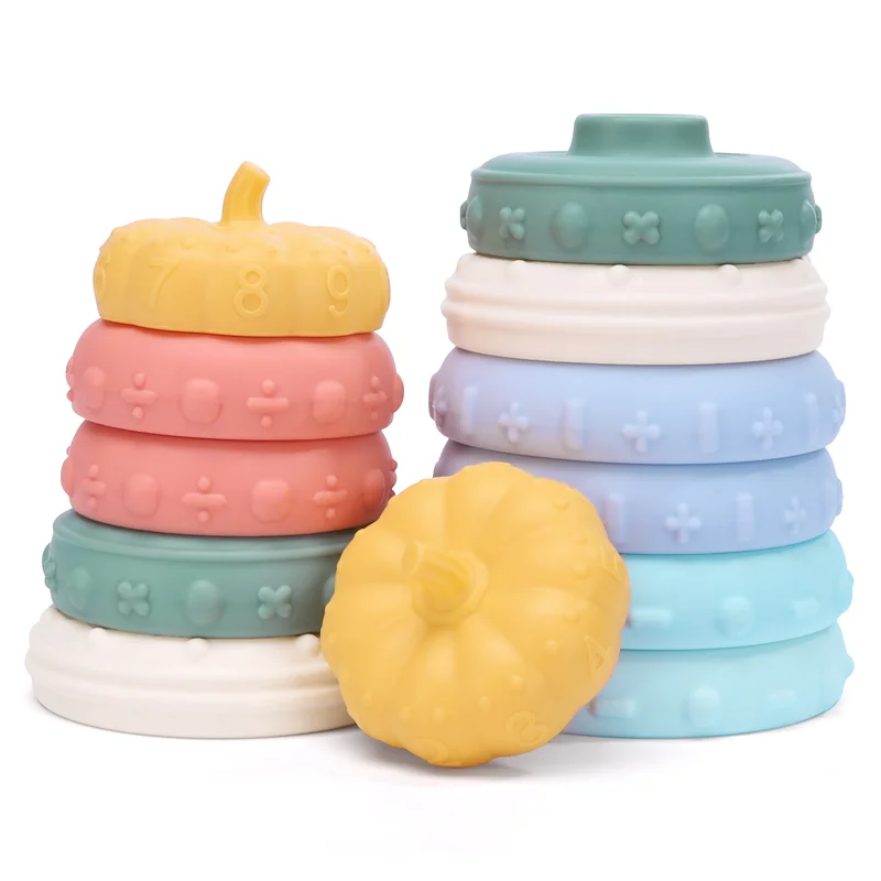 Eco Friendly Baby Teether Silicone Kids Blocks Building Toys Baby Stacker Stacking Teether