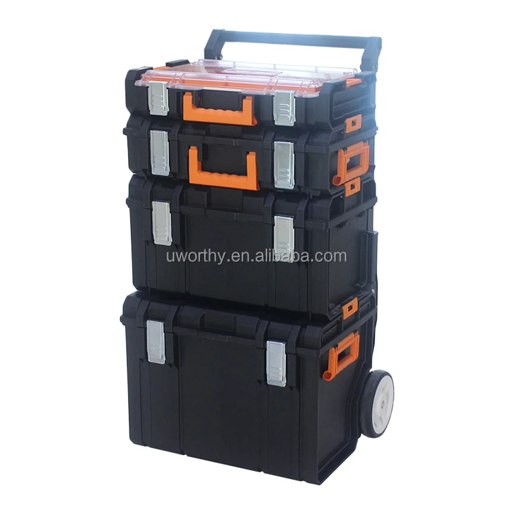 4-Drawer Rolling Plastic Tool Cabinet Trolley Cart Garage Workshop Tool Sets Box for Maintenance and Repair Tools Storage Case