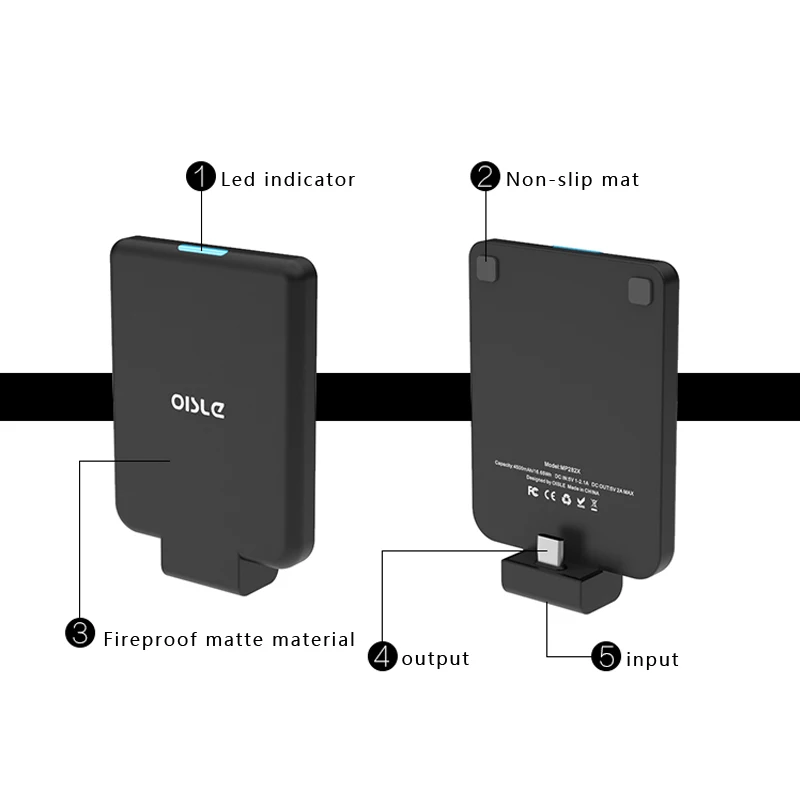 
OISLE Slim Portable Battery Charger For Lightning/Micro usb/Type-C Port 