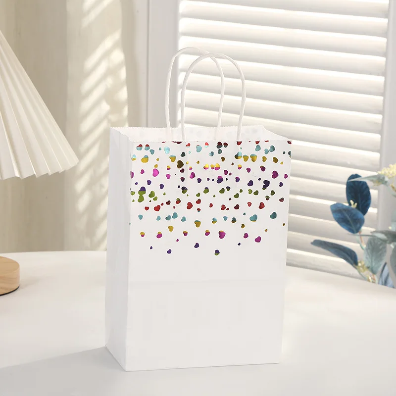 Factory Price Black White Kraft Craft Paper Bag With Twisted Handle And Hot Stamping Printing