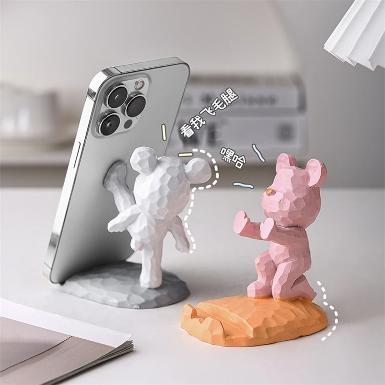 Lovely Animal Desktop Mobile Phone Holder DIY Crafts Cute Bear Cell Phone Stand Holder Home Decorations