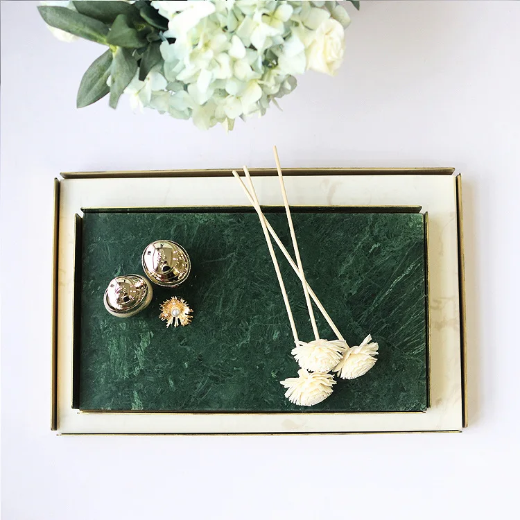 Прямоугольные декоративные подносы для фруктов, десертов, мрамора, золота