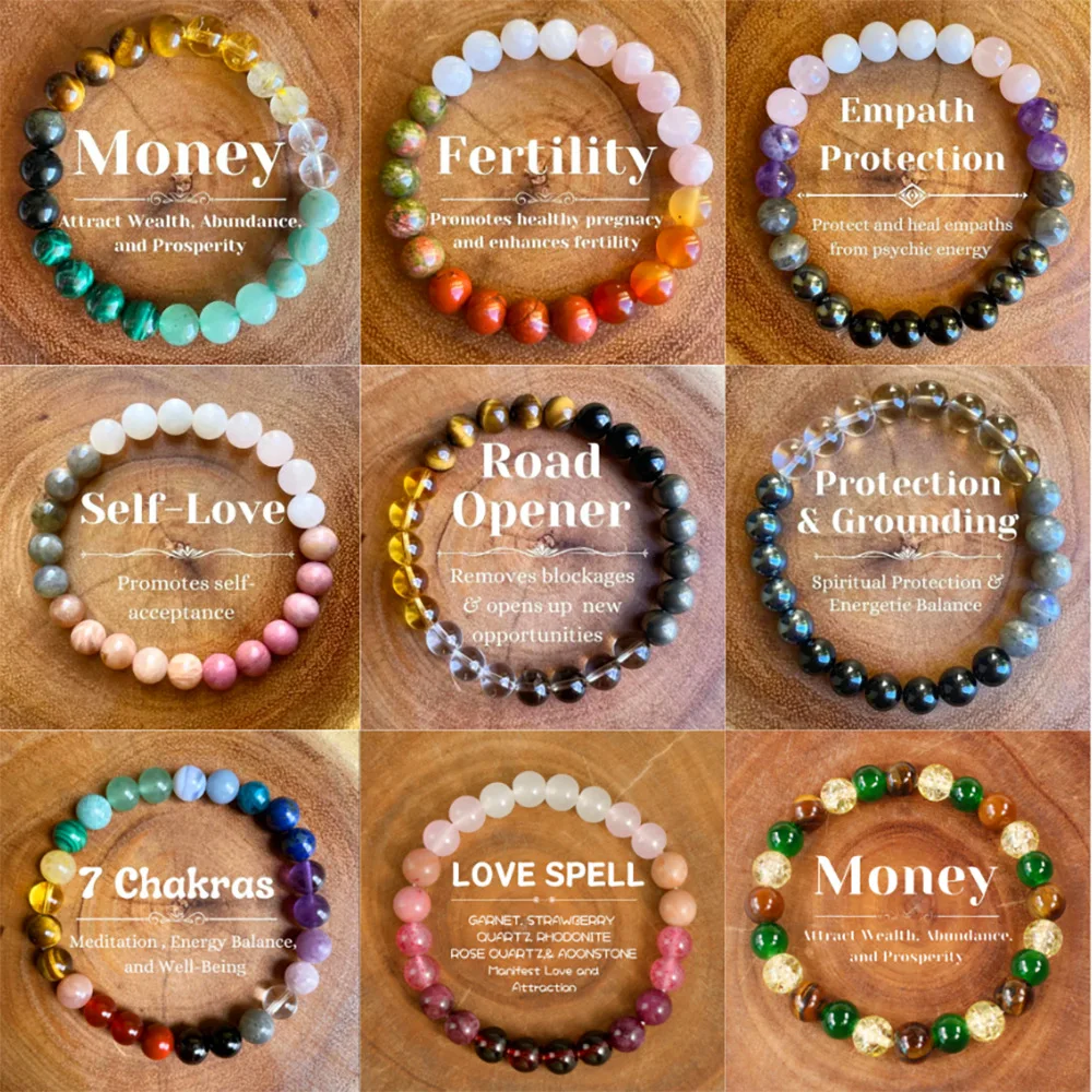 Natural Stone Beaded Bracelet for Women Lucky Attract Love Wealth Good Luck Colorful Bracelet