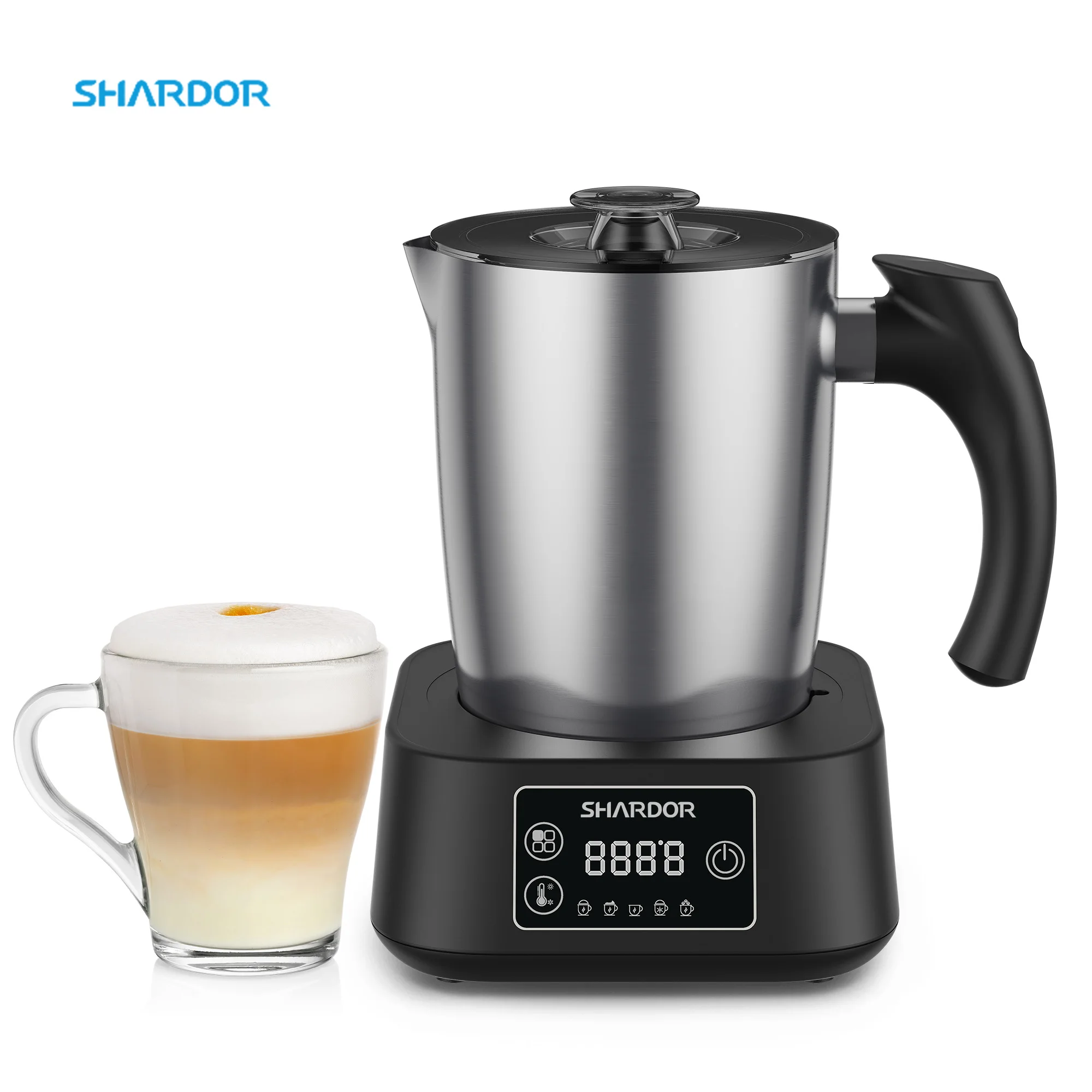 17oz Electric Milk Steamer Stainless Steel Cold Hot Milk Touch Screen 5 in 1 Cappuccino Multifunction Milk Steamer