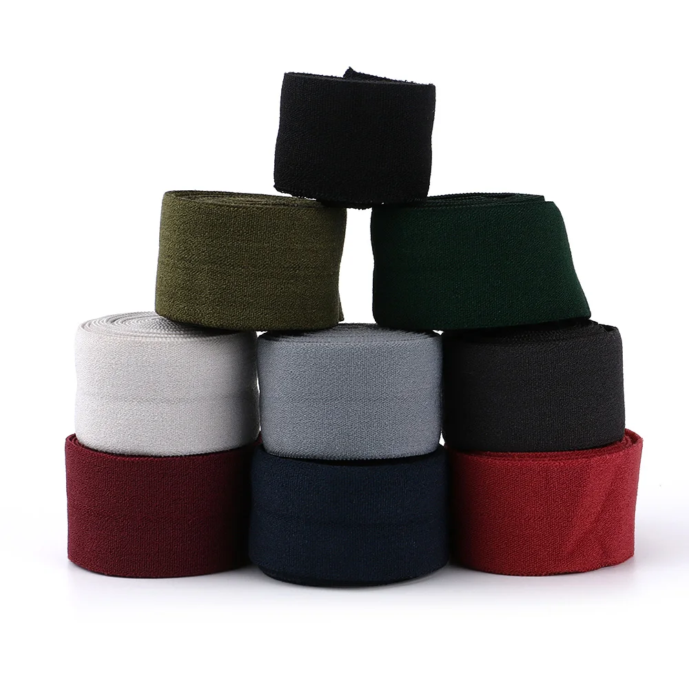 Colorful 3/4' 1' inch 2 cm Wide Fold Over Woven Binding Elastic Band for Clothes