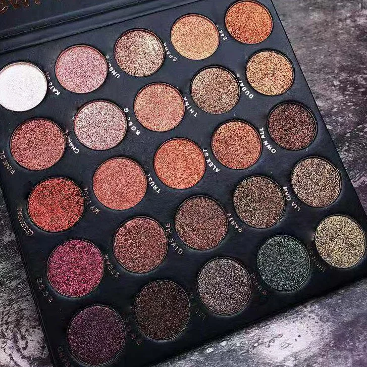 Hot Selling 25 Colors Party Sexy High Metallic Glitter Eyeshadow Palette With Mirror