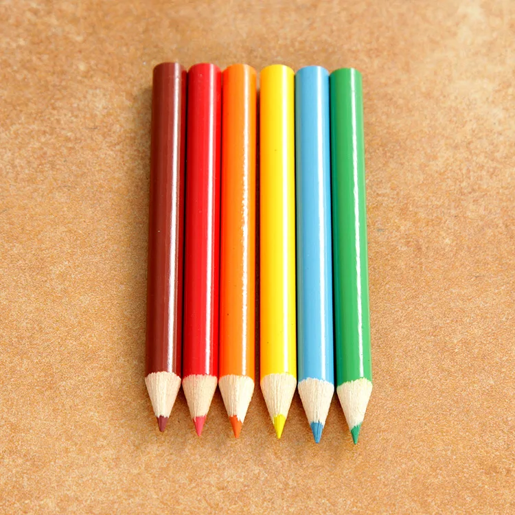 3.5 inches Bulk Wooden Colors Pencil Personalized Short Paint Novelty Drawing Graffiti Mini Colored Pencils for Kids (6pcs/set)