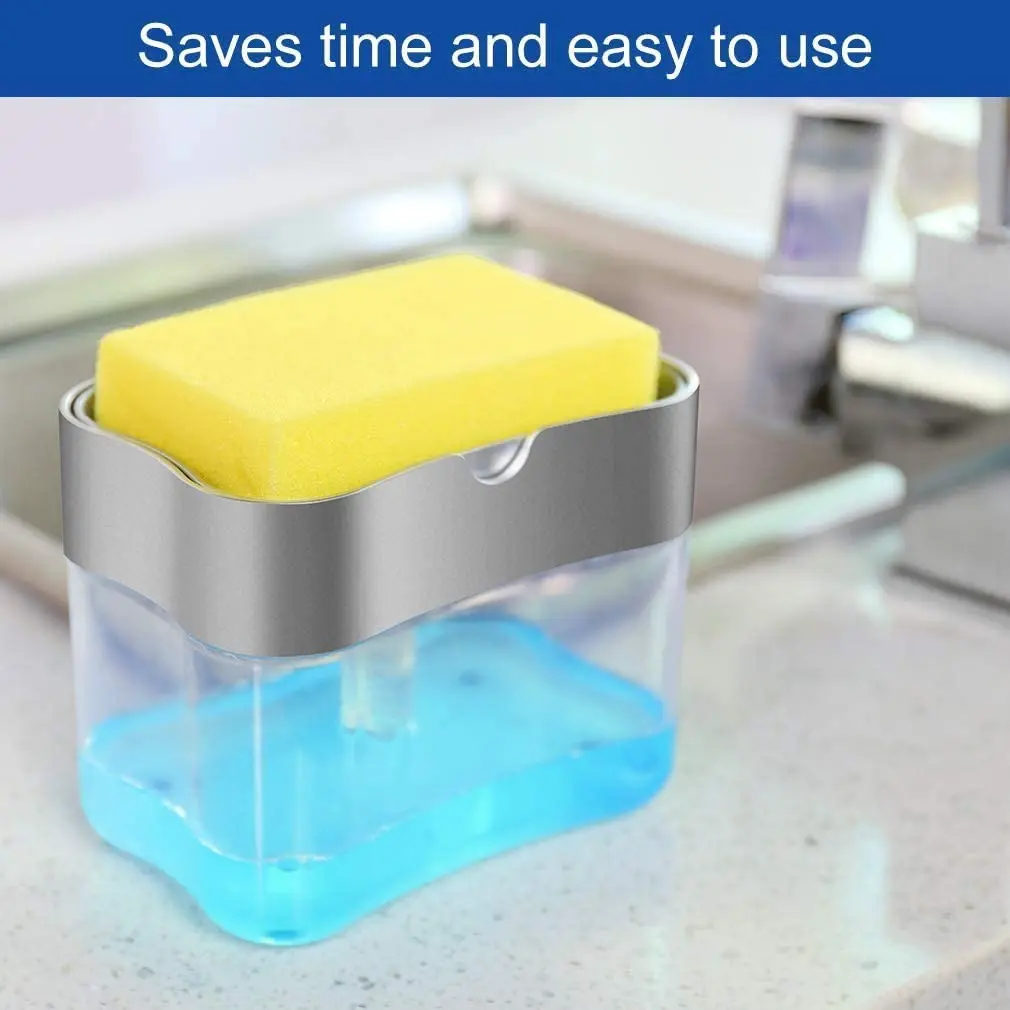 Kitchen Dish Soap Dispenser sponge Holder Sink Dish Washing Soap Dispenser