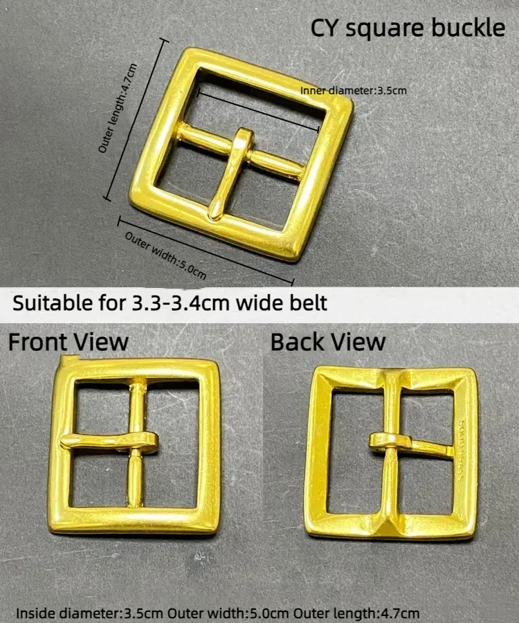 New 3.5cm Leisure Belt Buckle Men Western Featuring Day Word Paragraph Pure Copper Pin Buckle Brass Logo Pure Copper Metal